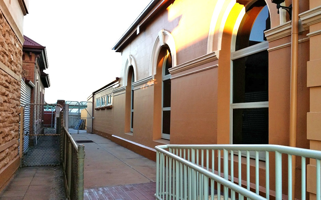 Side external painting at Port Pirie Post Office, antique restoration